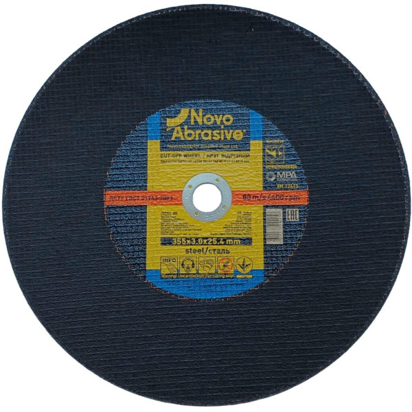 Фото - Круг відрізний NOVOABRASIVE 41 355 х 3,0 х 25,4 мм, по металу