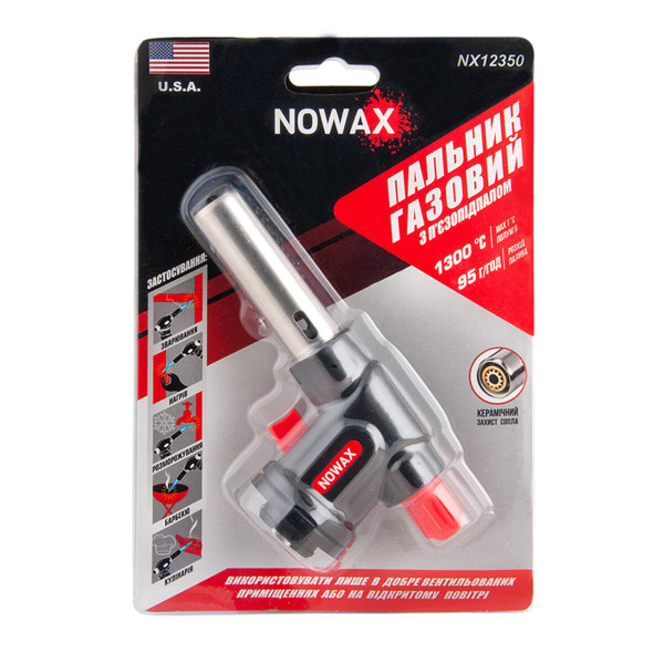 Картинка - Газовая горелка Nowax на баллон, сопло: Ø 20мм, длина 63мм, керам. защита NX12350