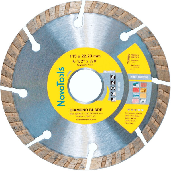 Фото - Диск алмазний NovoTools Standard 115 x 22,23 мм, Турбо