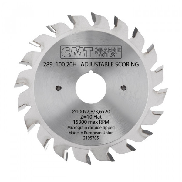 Картинка - Пила подрезная двухкорпусная CMT 289.100.20H D = 100 F = 20 K = 2,8-3,6 Z = 20