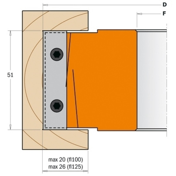 Фото - Фреза насадна D=100 I=50 F=31,75 RPM=7600-12000 MAN ALU (694.100.31)