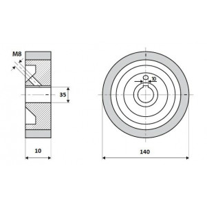 Ролик 140-10-35-10 V резинка 70 ShA коричневый