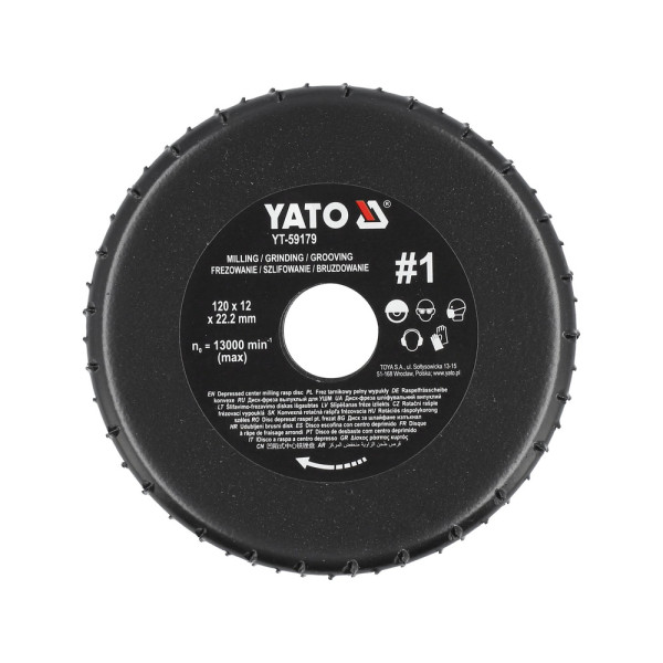 Картинка - Диск-фреза торцевая к КШМ YATO по дереву, шпаклевке Ø=120/22.2 мм YT-59179