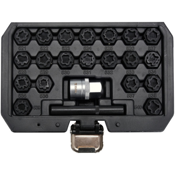 Картинка - Торцевые головки YATO для винтов колесных дисков VW 1/2" 22 шт YT-060305