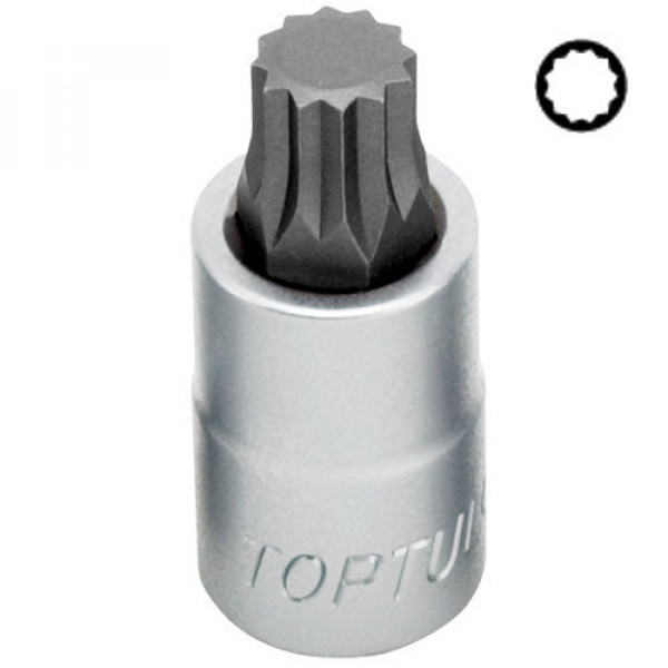 Картинка - Головка с насадка TOPTUL SPLINE M12 L55 мм 1/2" BCHA1612