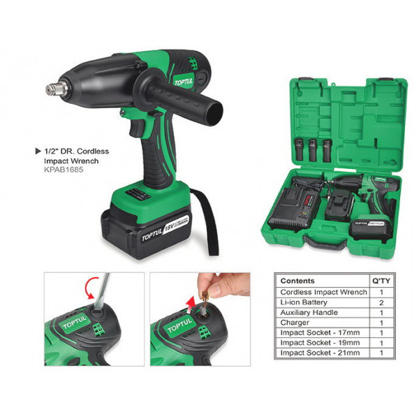 Фото - Акумуляторний гайковерт TOPTUL KPAB1685E