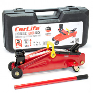 Домкрат подкатной CarLife 2т 135-350мм в кейсе FJ610P