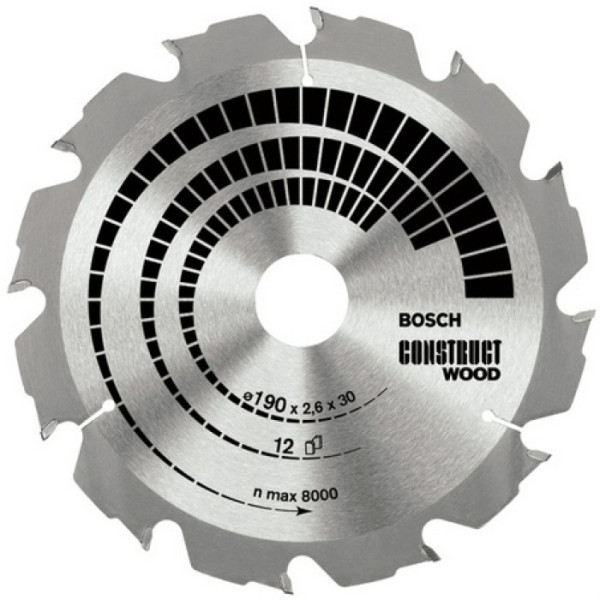 Картинка - Диск пильный Bosch Construct Wood 190х30х12Т (2608640633)
