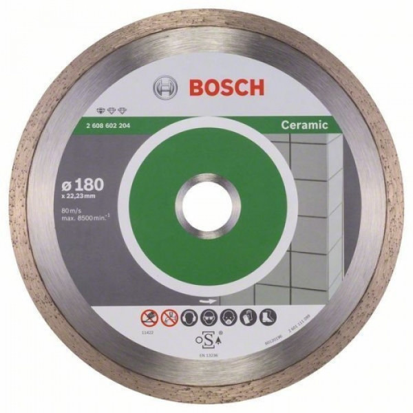 Картинка - Круг алмазный отрезной Bosch PF Ceramic 180х22.23 керамика (2608602204)