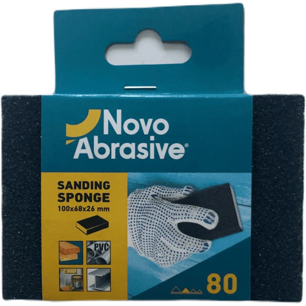 Картинка - Шлифовальная губка NovoAbrasive 100 x 68 x 26 мм, P80