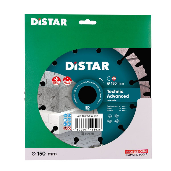 Картинка - Диск алмазный отрезной Distar 1A1RSS/C3 150x2,3/1,5x11x22,23-12-HIT Technic Advanced