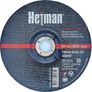 Круг шліфувальный Hetman 27 180х6,0х22,23 мм, по металу