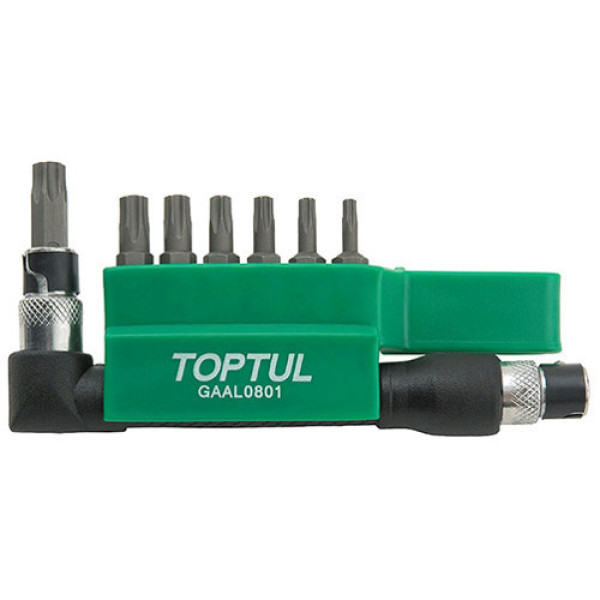 Картинка - Набор бит + переходник TORX TOPTUL 1/4" T10H-T40H 8 шт GAAL0801