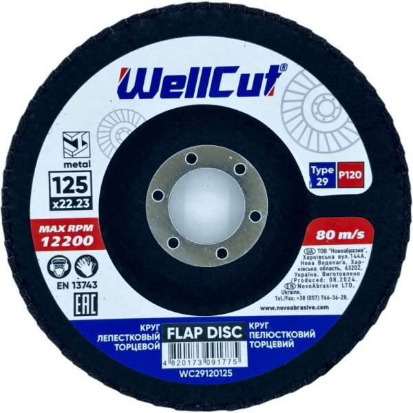 Фото - Круг пелюстковий торцевий WellCut 29 125x22,23 мм, P120
