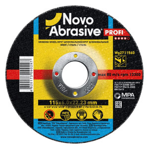 Круг шліфувальний NOVOABRASIVE 27 115х6,0х22,23 мм, по металу