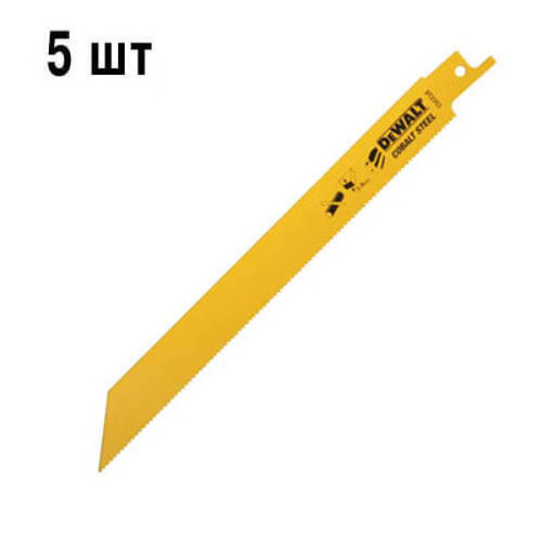 Картинка - Полотно пильное DeWALT по листовому металлу (3-8 мм), трубам и профилям, для сабельных пил, 5шт.
