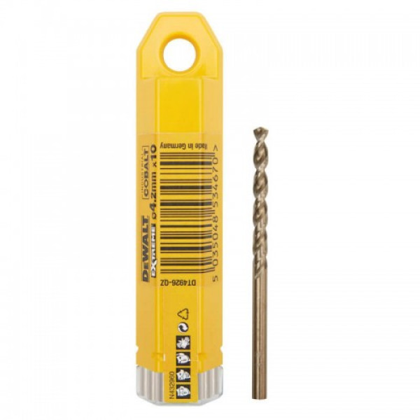 Картинка - Сверло по металлу DeWALT "EXTREME INDUSTRIAL COBALT" HSS-CO кобаль, d=4.2 мм.,L =75 мм,L=43 мм,10 шт