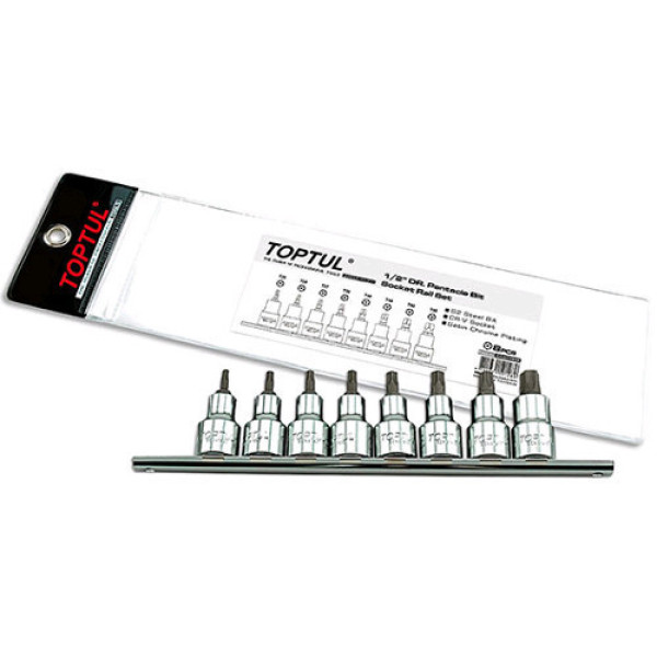 Фото - Набір головки з насадкою з отвором TOPTUL 1/2" TORX T20-T55 8 шт GAAG0806