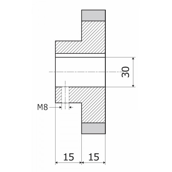Картинка - Ролик 140-15-30-8 резинка XX ShA (L = 30)