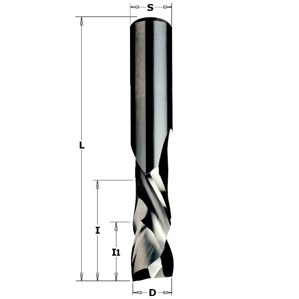 Картинка - Фреза спиральная плоская компрессионная VHM D=12 I=052 L=100 S=12 RH Z=2+2 I1=7