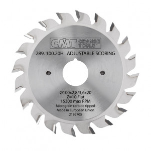 Пила подрезная двухкорпусная CMT 289.100.20K D = 100 F = 22 K = 2,8-3,6 Z = 20