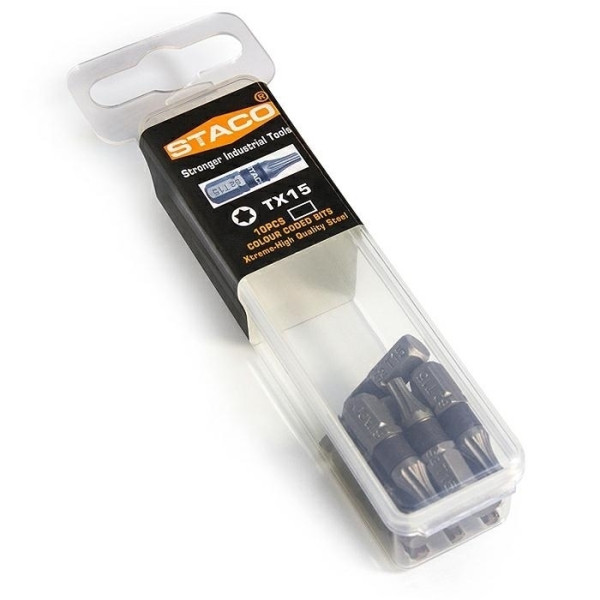 Картинка - Бита 1/4 "дюйма TX15x25мм 10шт. Черные (20892.STACO)