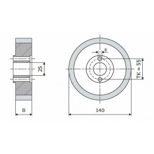 Ролик 140-20-25 V резинка 70 ShA коричневый WADKIN