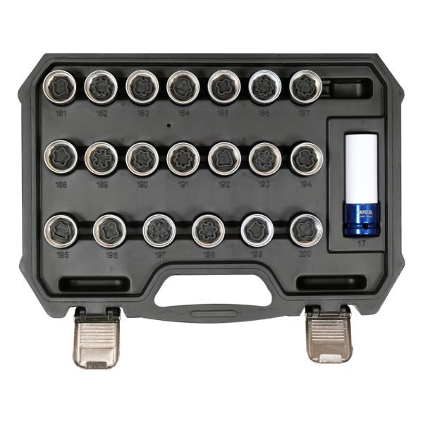 Картинка - Торцевые головки YATO для винтов колесных дисков OPEL 1/2" 21 шт YT-060306