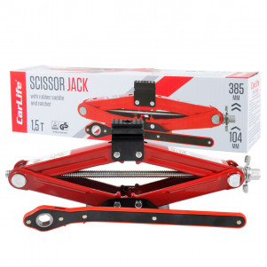 Домкрат ромбов CarLife 1,5т 104-385мм с трещоткой и резиновой подушкой SJ226