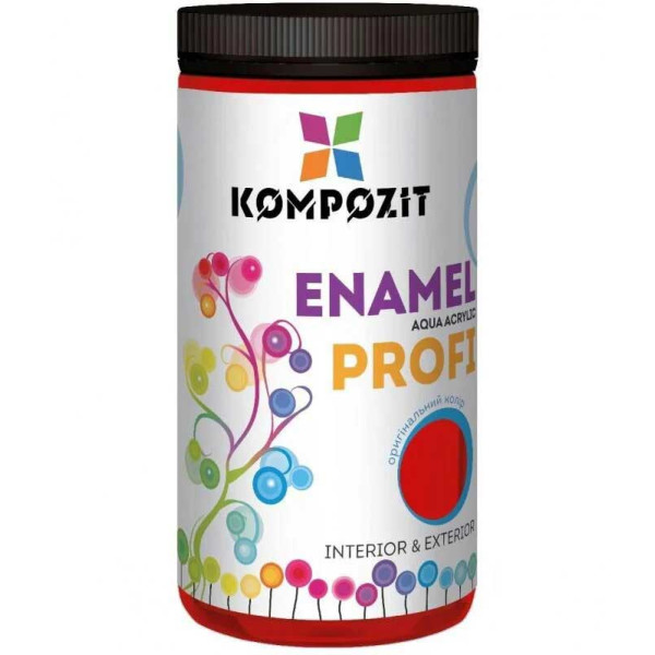 Картинка - Эмаль акриловая Kompozit PROFI глянцевая красная 0.7 л