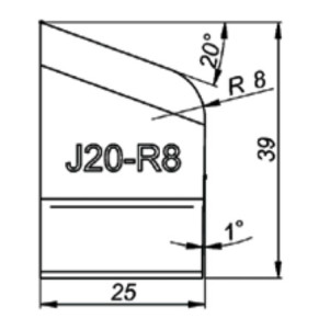Резец для J-фаски 20° R8 Promotech J20-R8 NOZ-000059