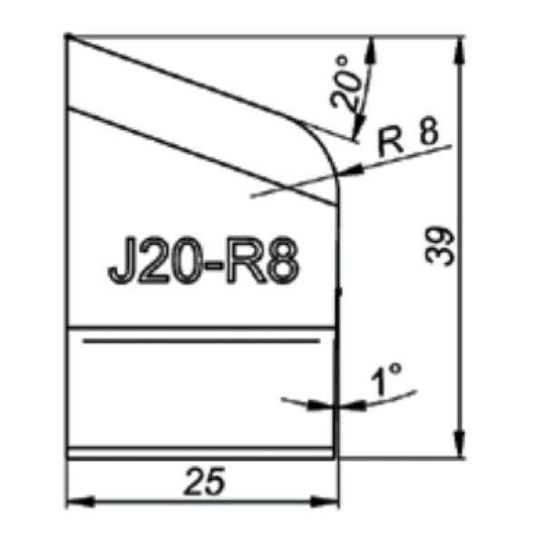 Картинка - Резец для J-фаски 20° R8 Promotech J20-R8 NOZ-000059