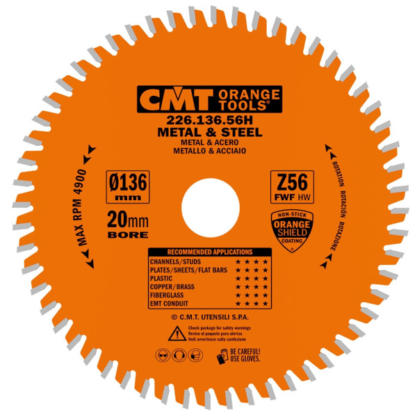 Фото - Пила CMT HM 136x20x1,5/1,2 Z=56 8°FWF для сталi 226.136.56H