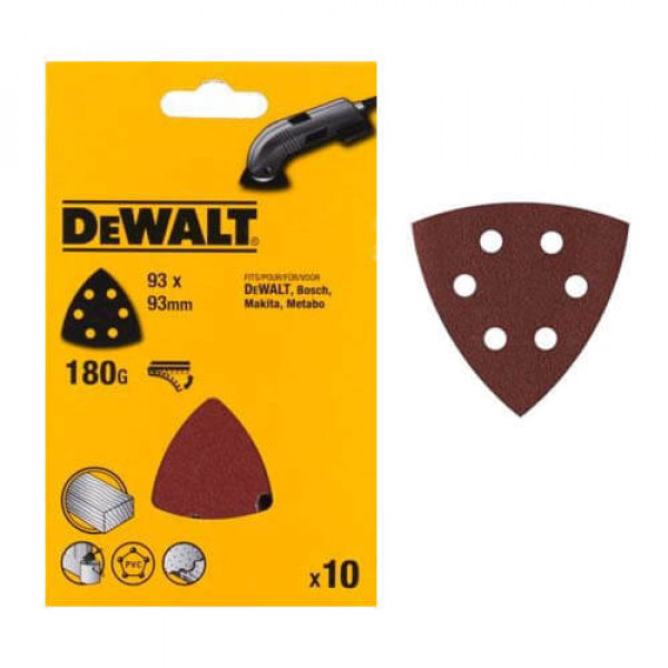 Картинка - Шлифлисты DeWALT для дельташлифмашин, 93мм, зерно 80, 6 отв. (10 шт.)