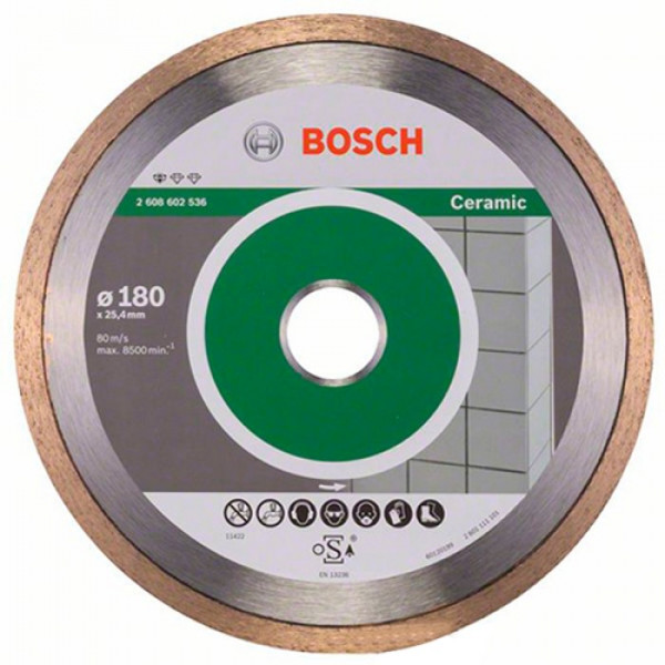 Картинка - Круг алмазный отрезной Bosch PF Ceramic 180х25.4 керамика (2608602536)