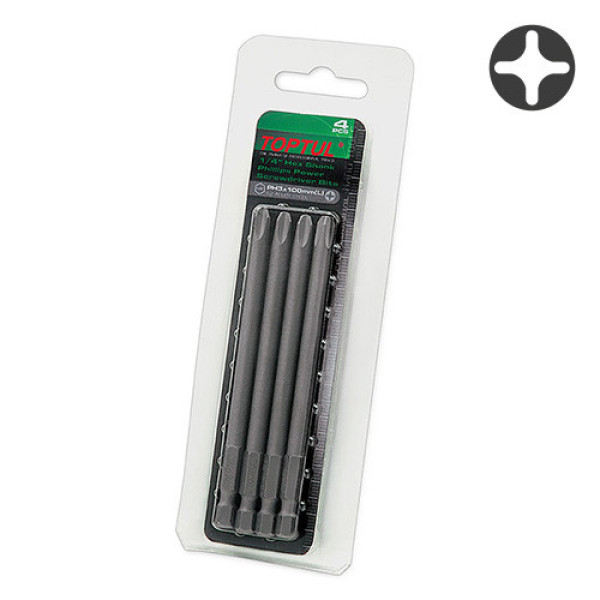 Картинка - Набор бит TOPTUL 1/4" 100 мм PH2 4 шт FSIB0802G