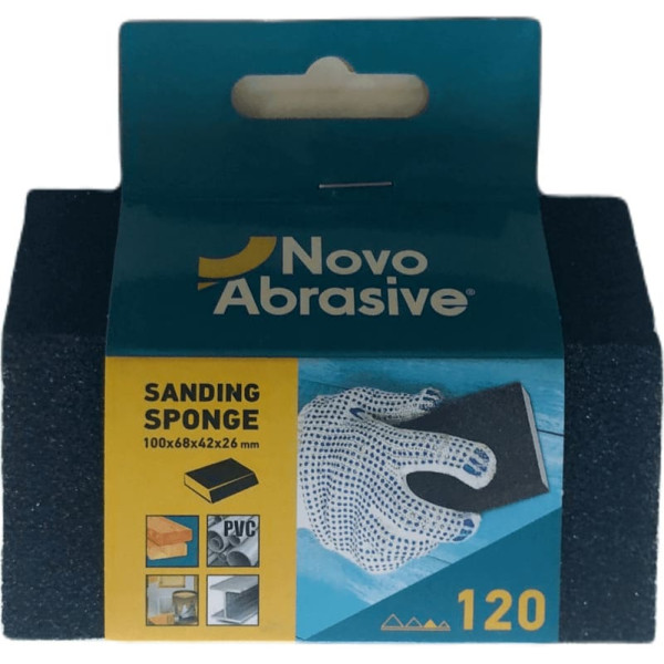 Картинка - Комбинированная шлифовальная губка NovoAbrasive 100 x 68 x 42 x 26 мм, P120