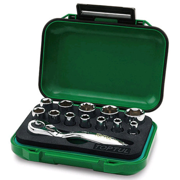 Картинка - Набор головок с трещоткой TOPTUL 1/4" 13 шт GABW1301