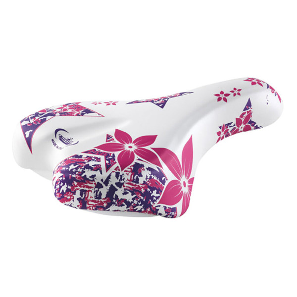 Картинка - Седло велосипедное Selle Monte Grappa Junior OK-GO, бело-розовое