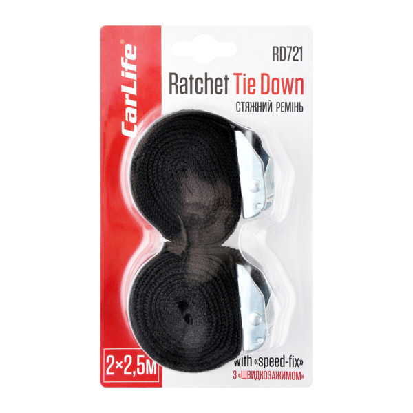 Картинка - Стяжной ремень и быстрозажим CarLife RD721 2 шт, 2,5м