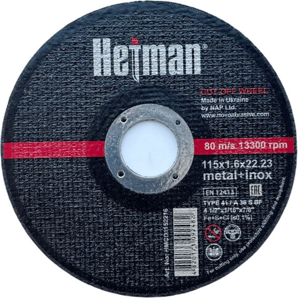 Фото - Круг відрізний Hetman 41 115 х 1,6 х 22,23 мм, по металу