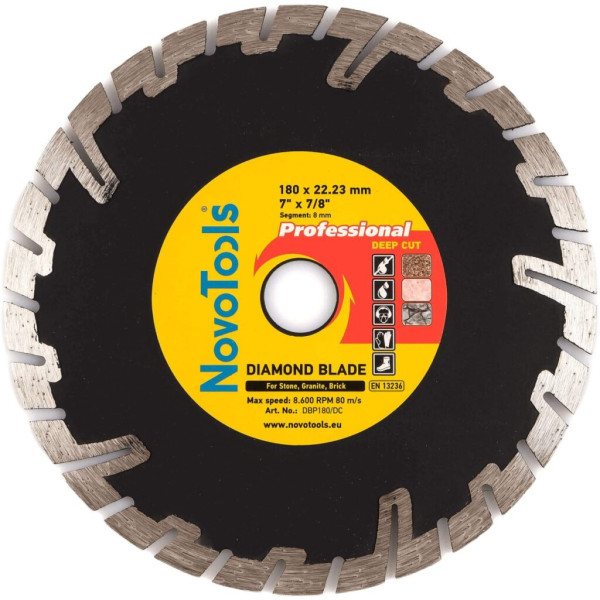 Картинка - Диск алмазный NovoTools Profi 180 x 22,23 мм, Глубокий рез