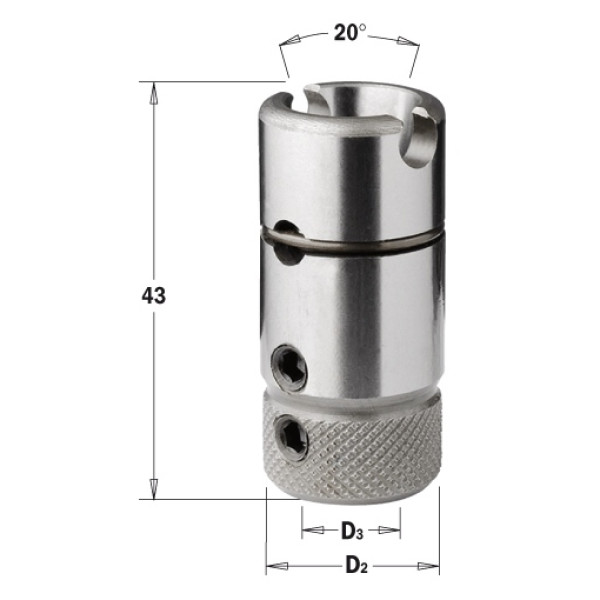 Картинка - Патрон D3 = 10 D2 = 20 L = 43 RH + LH MORBIDELLI (360.201.00)