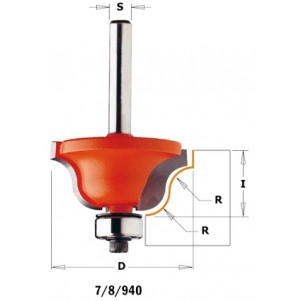 Фреза римский профиль (калевочная) с подшипником HM R = 6,4 D = 38,1 I = 17,3 S = 6,35 (840.350.11)