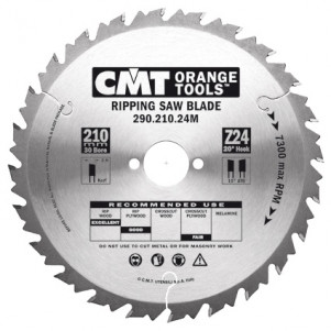 Пильный диск CMT по дереву для продольного пиления HM 210x30x2,8/1,8 Z = 24 (290.210.24M)