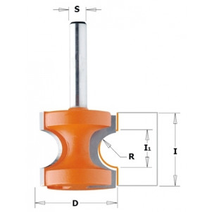 Фреза для скруглений (радиусная) типа "Бычий нос" HM R = 6,35 D = 28,6 B = 13,15 I = 25,5 S = 12 (954.504.11)