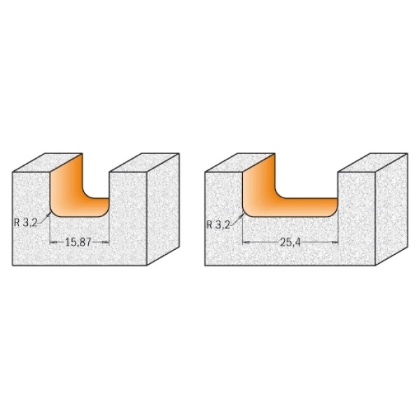 Картинка - Фреза профильная для твердых материалов HM D=25,4 I=12,7 R=3,2 S=12,7 (881.512.11)