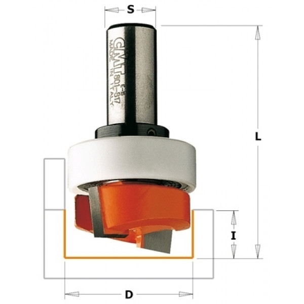 Картинка - Фреза для выборки паза под петли HM D=16 I=19 S=8 (901.160.11)