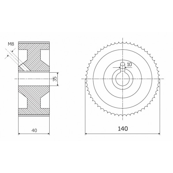 Картинка - Ролик 140-40-35-10 Z chrom Профиль A, Скошенный Weinig -