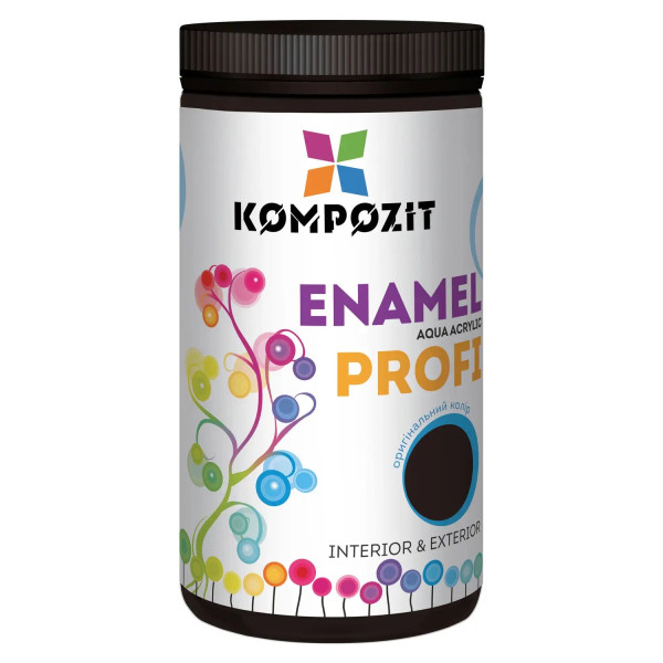 Картинка - Эмаль акриловая Kompozit PROFI глянцевая черная 0.3 л